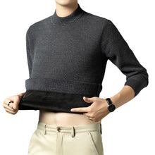 Load image into Gallery viewer, Men Autumn Winter New Solid Color Mock Neck Fleece Sweater