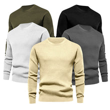 Load image into Gallery viewer, Mens Autumn And Winter Casual Loose Knitted Checkered Round Neck Hatless Versatile Long Sleeve Sweater