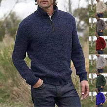 Load image into Gallery viewer, Mens Soft Wool Knit Half Zip Funnel Neck Jumper Sweater Top