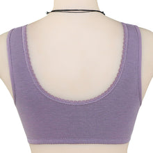 Load image into Gallery viewer, Button Front Lace Trim Soft Cotton Tank Bra