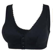 Load image into Gallery viewer, Button Front Lace Trim Soft Cotton Tank Bra