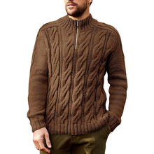 Load image into Gallery viewer, Men's Half Zip Neck Pullover Solid Color Stand Collar Knitted Jumper