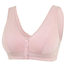 Load image into Gallery viewer, Button Front Lace Trim Soft Cotton Tank Bra