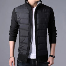 Load image into Gallery viewer, Men's CardiganFashion Patchwork knitted Zipper Stand Collar Thick Jackets