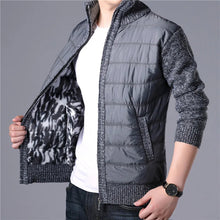 Load image into Gallery viewer, Men's CardiganFashion Patchwork knitted Zipper Stand Collar Thick Jackets