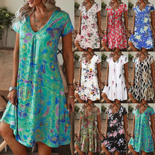 Load image into Gallery viewer, Vestido de manga corta con escote en pico y estampado holgado - EspaƱa