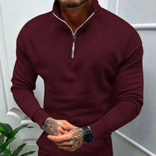 Load image into Gallery viewer, Men's Solid Color Casual Fleece Warm Zipper Stand Sweatshirt