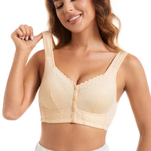 Load image into Gallery viewer, Front-Clasp Soft Cotton Lace Wire-Free Plus Size Bra for Middle-Aged and Elderly