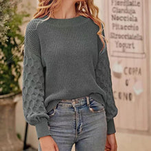 Load image into Gallery viewer, Women's Pullover Crew Neck Sweater Casual Long Sleeve Loose Chunky Knit Jumper Blouse Tops