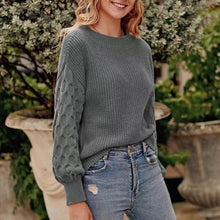 Load image into Gallery viewer, Women's Pullover Crew Neck Sweater Casual Long Sleeve Loose Chunky Knit Jumper Blouse Tops