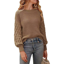 Load image into Gallery viewer, Women's Pullover Crew Neck Sweater Casual Long Sleeve Loose Chunky Knit Jumper Blouse Tops