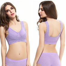 Load image into Gallery viewer, Women's Plus Size Lace Wide Straps Wireless Bra Front Closure Push Up Bras