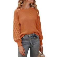 Load image into Gallery viewer, Women's Pullover Crew Neck Sweater Casual Long Sleeve Loose Chunky Knit Jumper Blouse Tops