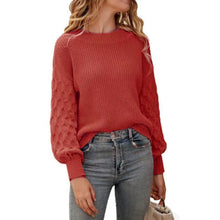 Load image into Gallery viewer, Women's Pullover Crew Neck Sweater Casual Long Sleeve Loose Chunky Knit Jumper Blouse Tops