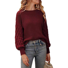 Load image into Gallery viewer, Women's Pullover Crew Neck Sweater Casual Long Sleeve Loose Chunky Knit Jumper Blouse Tops