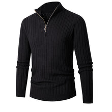 Load image into Gallery viewer, Men's Solid Cable Casual Zip Stand Collar Sweater