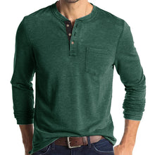 Load image into Gallery viewer, Mens Casual Round Neck Buttons Shirt Tops Soild Color Long Sleeves Slim Fit Tee