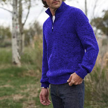 Load image into Gallery viewer, Mens Soft Wool Knit Half Zip Funnel Neck Jumper Sweater Top