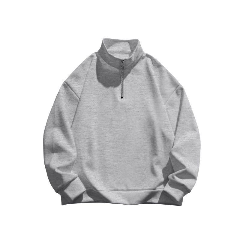 Men's Stand collar Sweatshirt Pullover Tops Fleece Half Zip Plain Sports