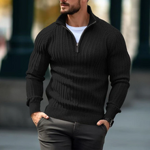 Load image into Gallery viewer, Men's Solid Cable Casual Zip Stand Collar Sweater