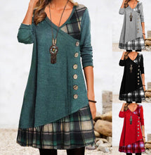 Load image into Gallery viewer, Ladies Casual Long Sleeve Patchwork Dress