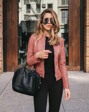 Load image into Gallery viewer, Stylish women's PU leather jacket; choose from 8 colors to match any outfit