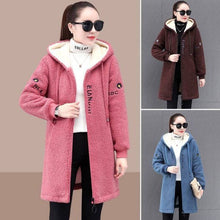 Load image into Gallery viewer, Casualmente largo, acolchoado e com casaco espesso de comprimento médio