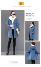 Load image into Gallery viewer, Casualmente largo, acolchoado e com casaco espesso de comprimento médio