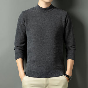 Men Autumn Winter New Solid Color Mock Neck Fleece Sweater