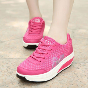 Autumn women's mesh thick-soled sports shoes