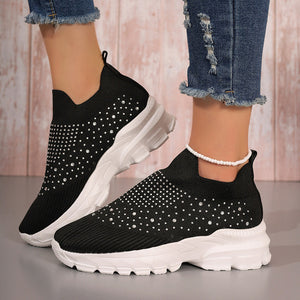 Women's Flyknit Mesh Rhinestone Casual Shoes