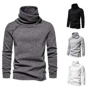 Men's Ribbed Knit Zipper Plain Stand Collar Pullover Sweater