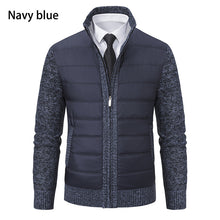 Load image into Gallery viewer, Men&#39;s CardiganFashion Patchwork knitted Zipper Stand Collar Thick Jackets
