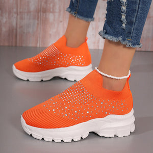 Women's Flyknit Mesh Rhinestone Casual Shoes