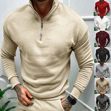 Load image into Gallery viewer, Men&#39;s Solid Color Casual Fleece Warm Zipper Stand Sweatshirt
