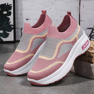 Fashion Spring And Summer Women Sports Shoes Thick Sole Middle Heel Slip On