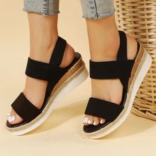 Load image into Gallery viewer, Stretch Peep Toe Casual Side Hollow Slope Bottom Sandals
