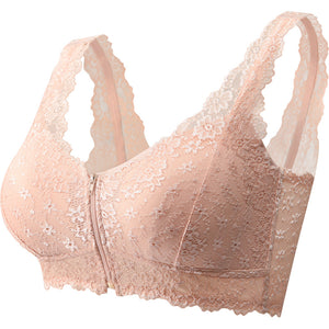 Women's Zip Front Lace Push Up Bra