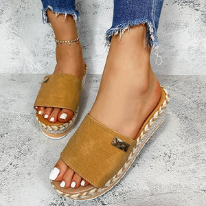 Women's summer new thick-soled wedge slippers