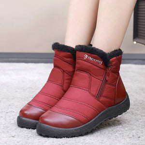 Women's Side Zipper Waterproof and Warm Cotton Boots