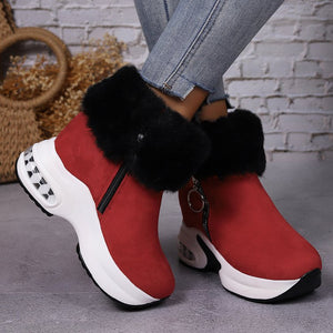 Short-calf suede warm and height-increasing cotton boots