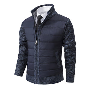 Men's CardiganFashion Patchwork knitted Zipper Stand Collar Thick Jackets