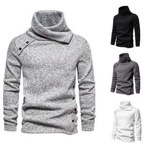 Men's Ribbed Knit Zipper Plain Stand Collar Pullover Sweater