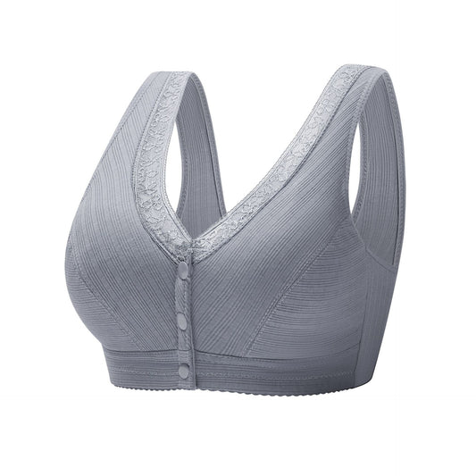 Soft Cotton Front Button Underwireless Tank Bra