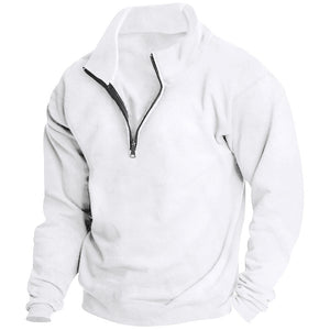 Men's Stand collar Sweatshirt Pullover Tops Fleece Half Zip Plain Sports