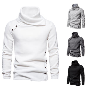 Men's Ribbed Knit Zipper Plain Stand Collar Pullover Sweater