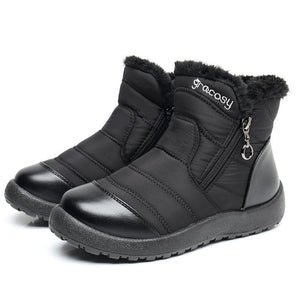 Women's Side Zipper Waterproof and Warm Cotton Boots