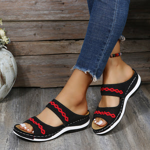 Stylish Wedge Cutout Comfortable Flat Slippers