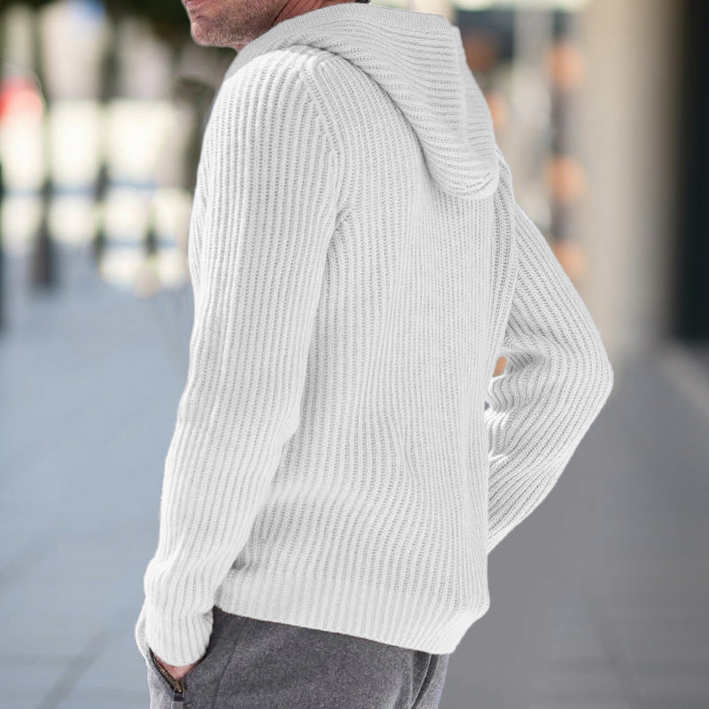 Men Hooded Knitted Sweater Jumper Cardigan Outwear Hooide Casual Long Sleeve Top