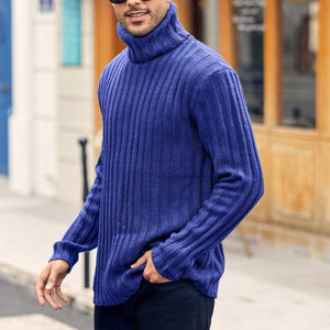 Mens Sweaters Turtleneck Cable Knitted Pullover